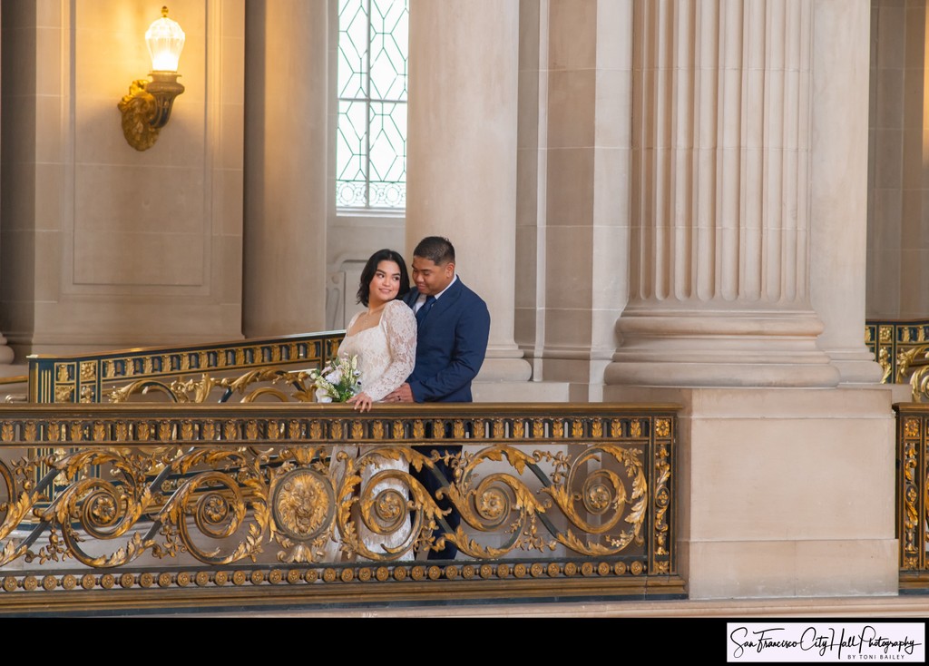 Wedding Photography from across the building at SF City Hall