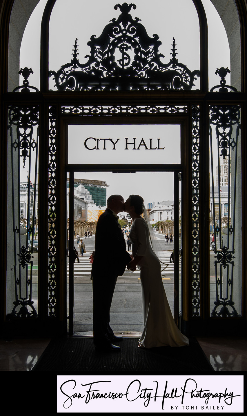 city hall door silhouette portrait