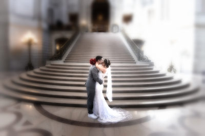 San Francisco grand staircase kiss flower effects photo