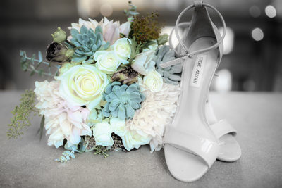 flower and shoe effects wedding photo