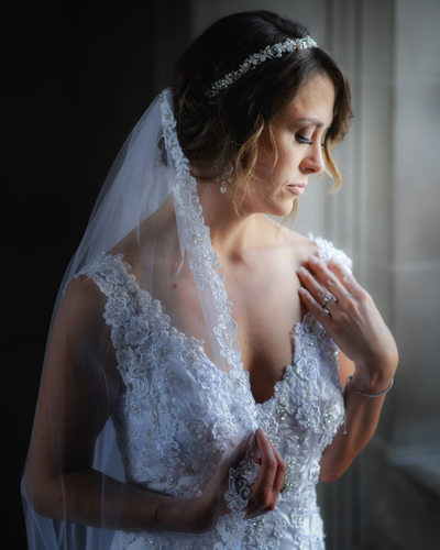 Beautiful bride showing her ring