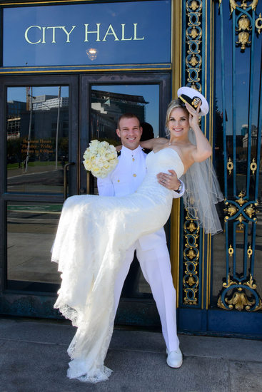 San Francisco City Hall Wedding Photography nuptials outside of the main entrance