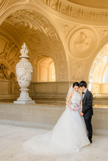 North Gallery San Francisco City Hall Wedding with Asian newlyweds