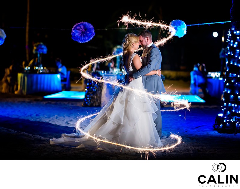 Barcelo Maya Palace Deluxe Wedding Portrait & Sparklers