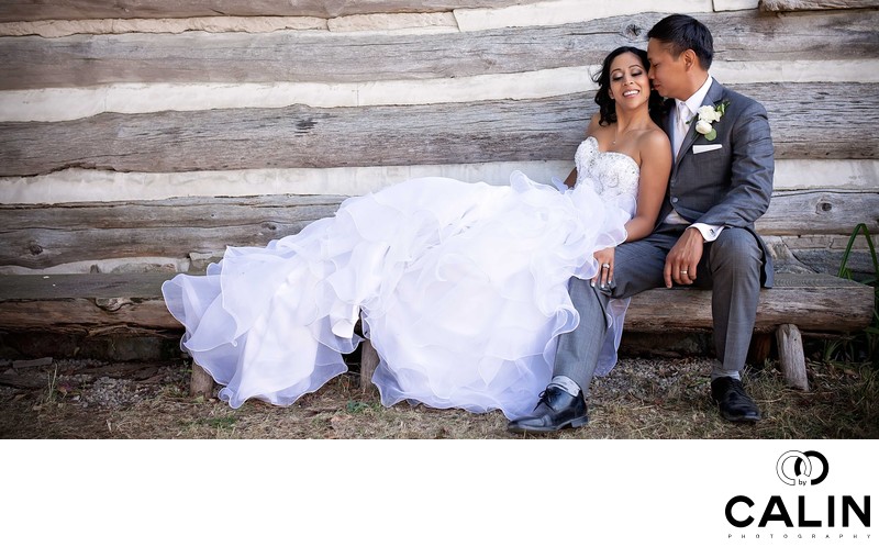 Bride and Groom Relax at Country Heritage Park Wedding