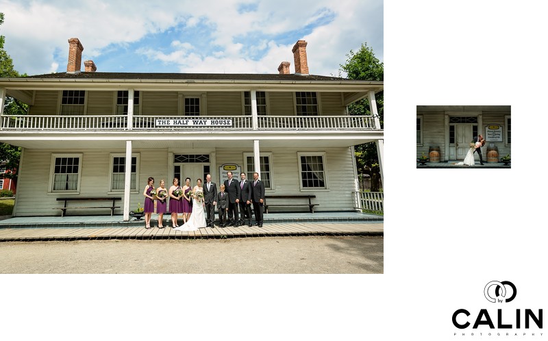 Bridal Party Portrait in front of The Half Way House