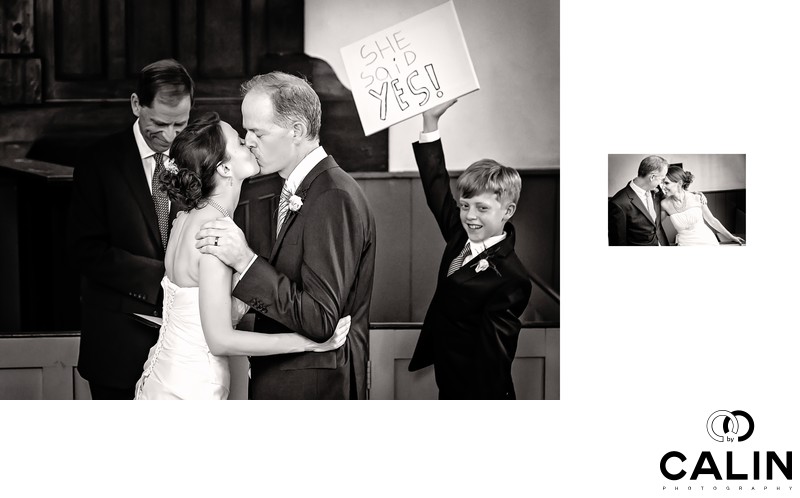 First Kiss at Black Creek Pioneer Village wedding