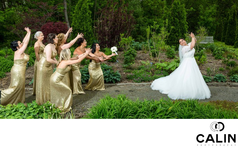 Bride Tosses the Bouquet