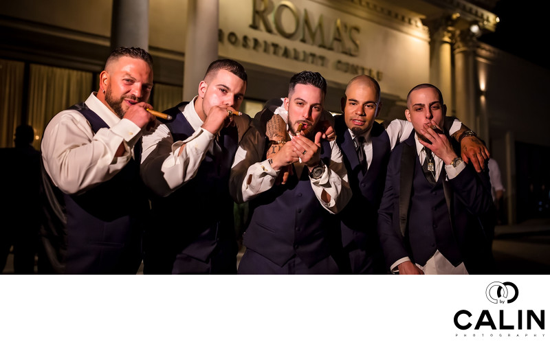 Groomsmen Smoking Cigars