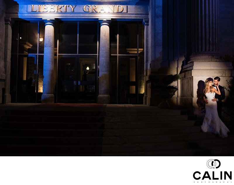 Night Couple's Portrait at Liberty Grand Wedding