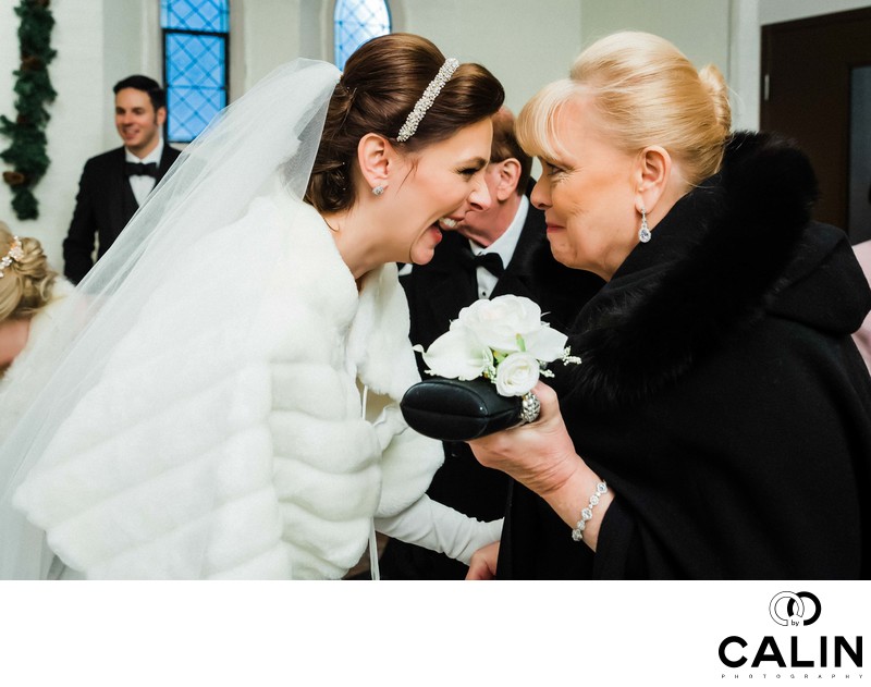 Bride and Her Mother Laugh