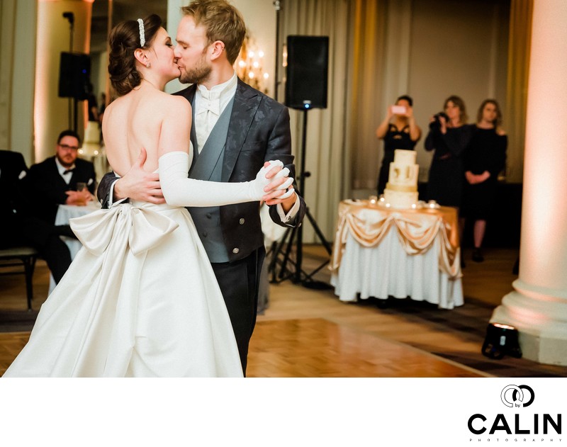 Newlyweds Kiss During their First Dance