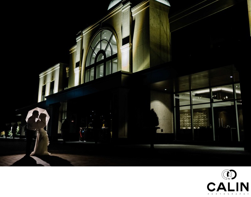 Night Portrait of the Newlyweds at Chateau le Parc