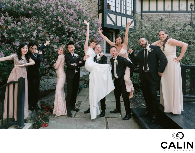Fun Photo of the Bridal Party at Old Mill Toronto