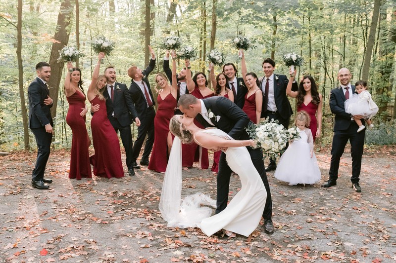Passionate Kiss Portrait of Newlyweds