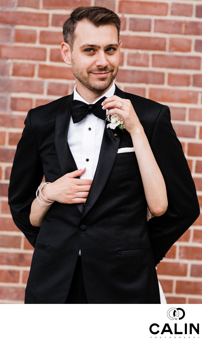 Quirky Portrait of the Groom at Storys Building Wedding