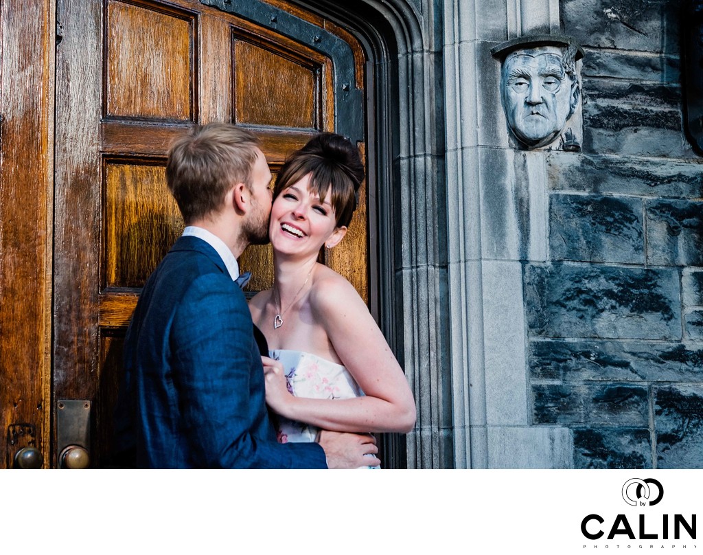 Creative Portrait of Engaged Couple at Hart House