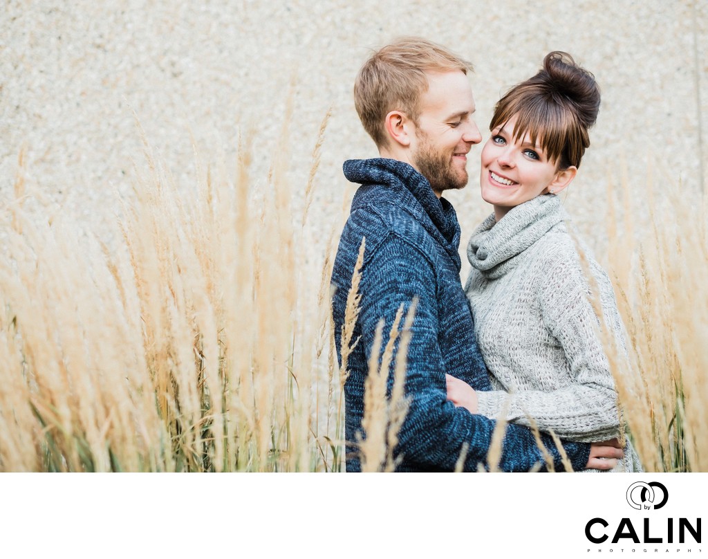 Outdoor Portrait of Engaged Couple at Hart House
