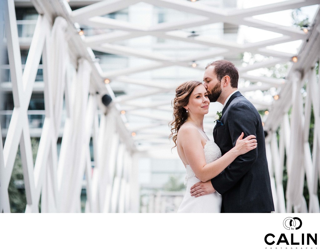 Bride and Groom Hug at Their Thompson Hotel Toronto Wedding