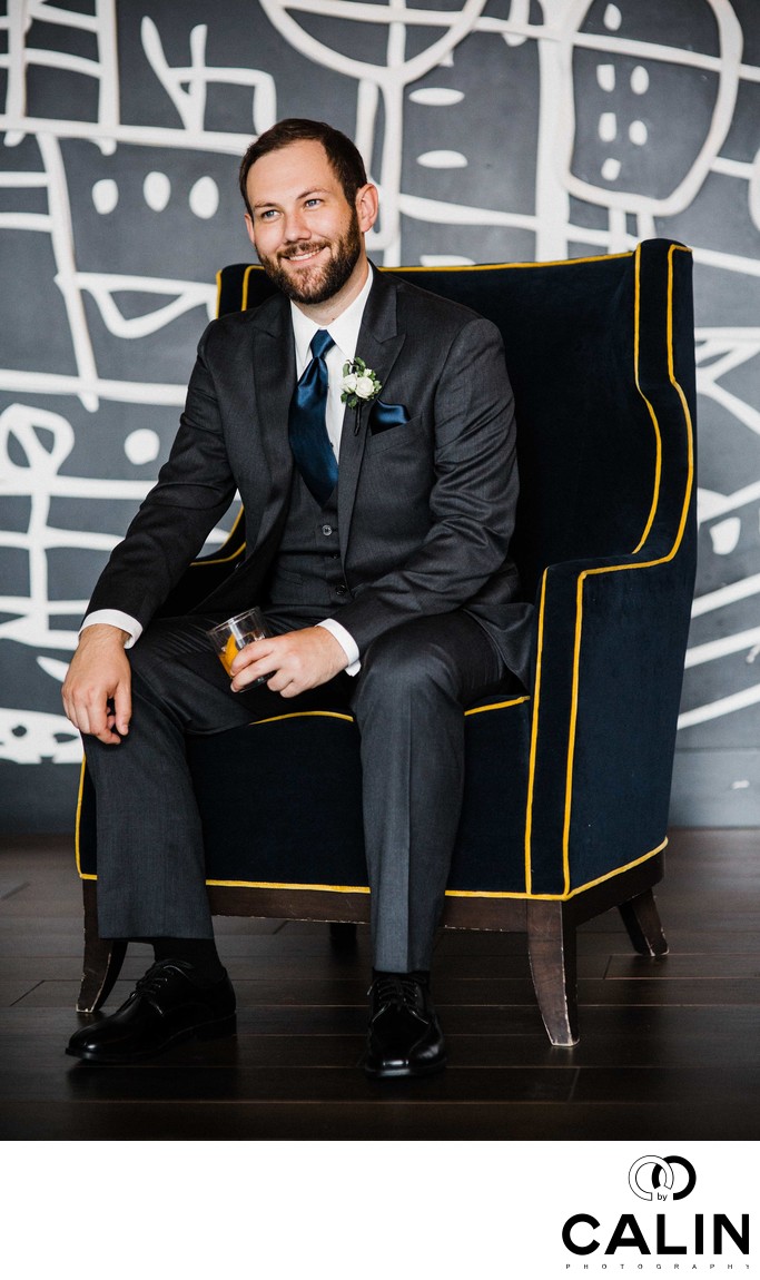 Groom Portrait at His Thompson Hotel Toronto Wedding