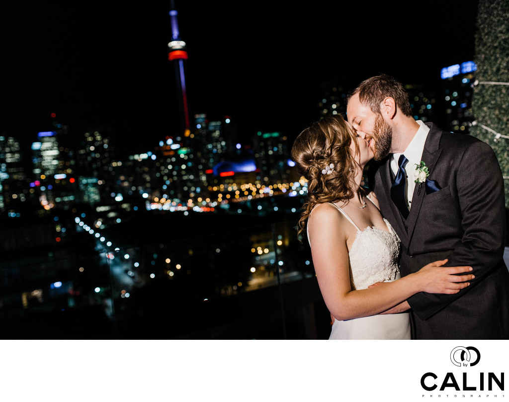Passionate Kiss at a Thompson Hotel Toronto Wedding