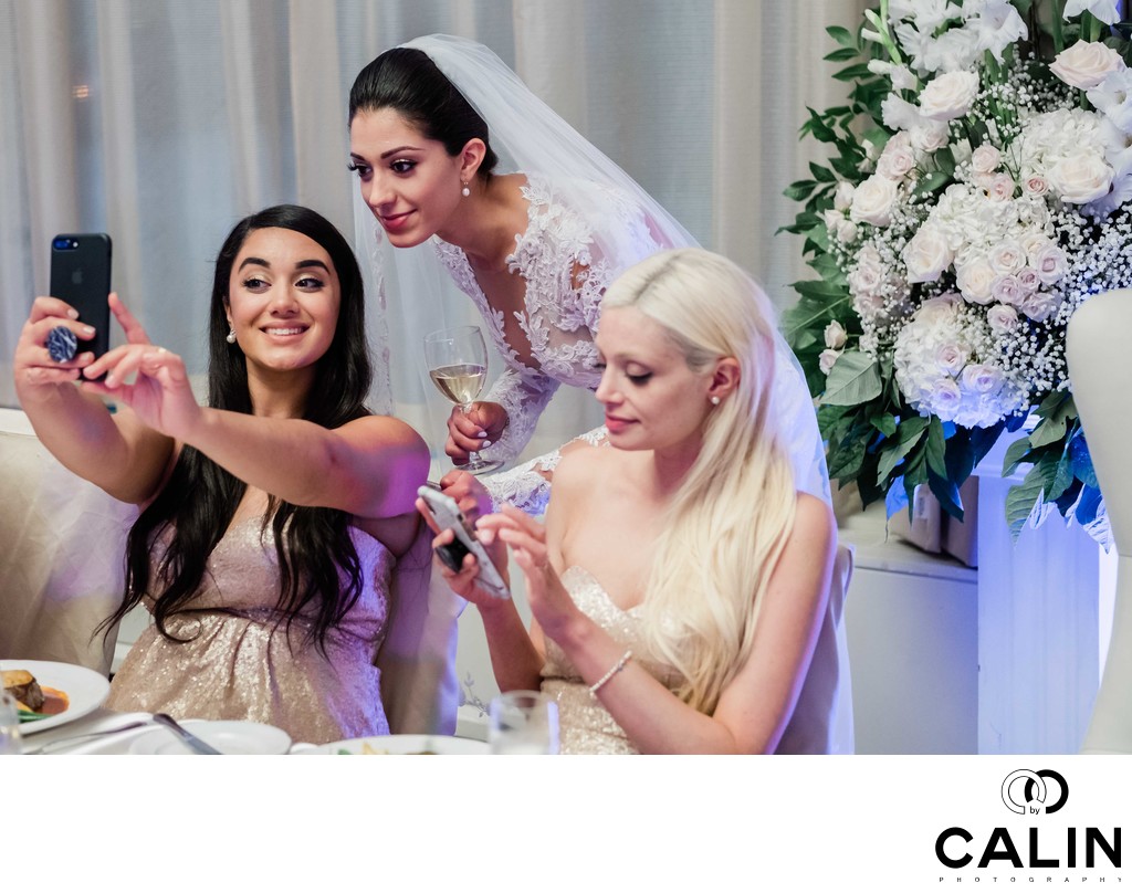 Bride and Her Sisters Take a Selfie