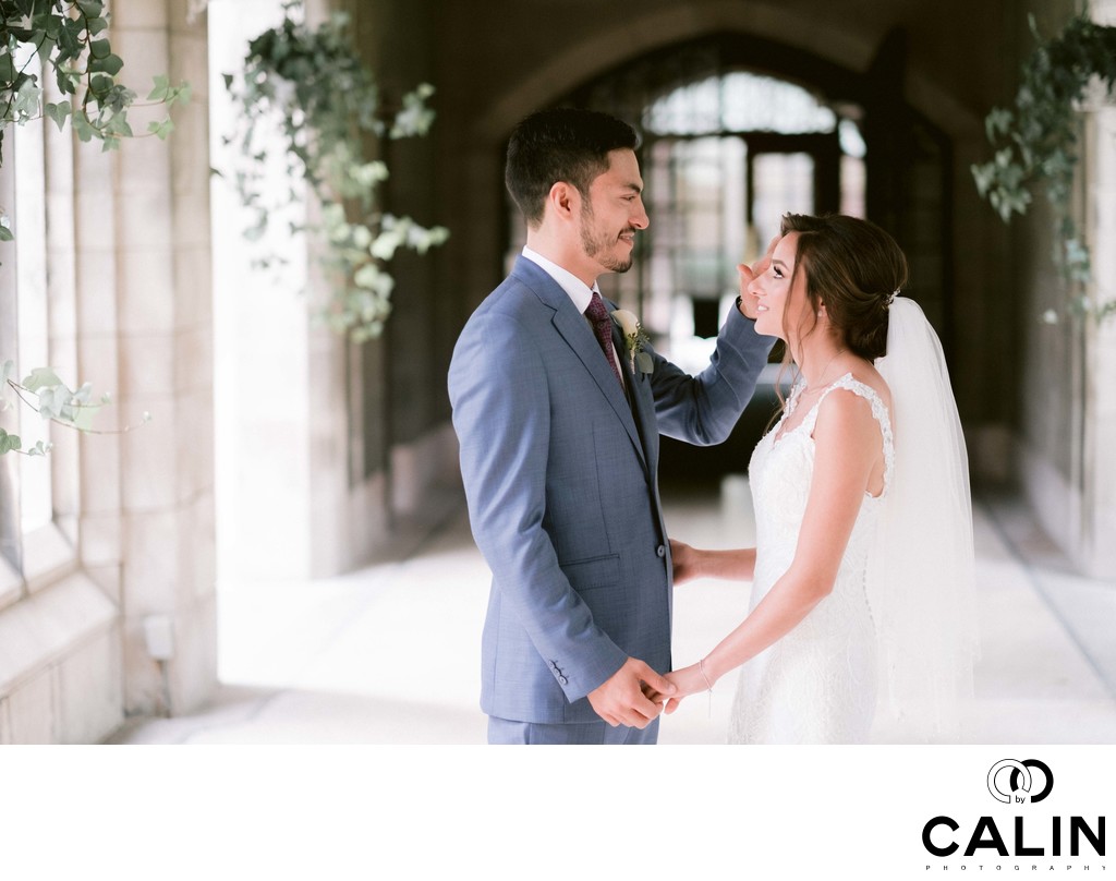 Bride and Groom Have an Intimate Moment