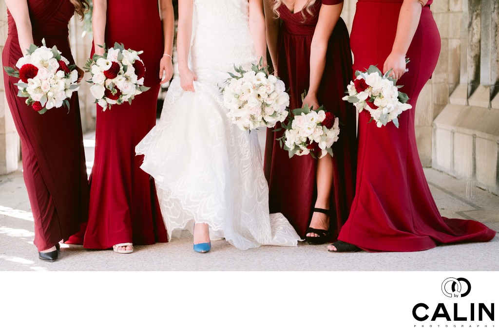 Portrait of Bridal Party Shoes and Flowers