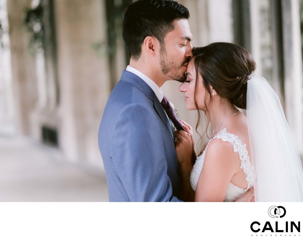 Groom Kisses Bride's Forehead