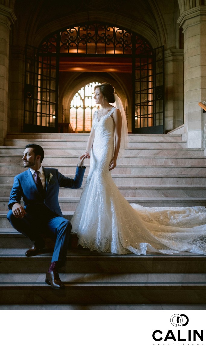 Newlyweds Look Outside