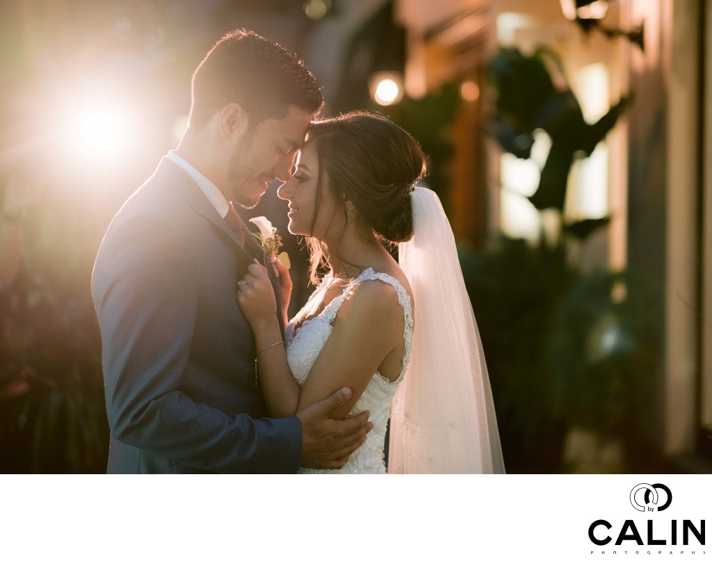 Bride and Groom's Night Kiss at Sassafraz