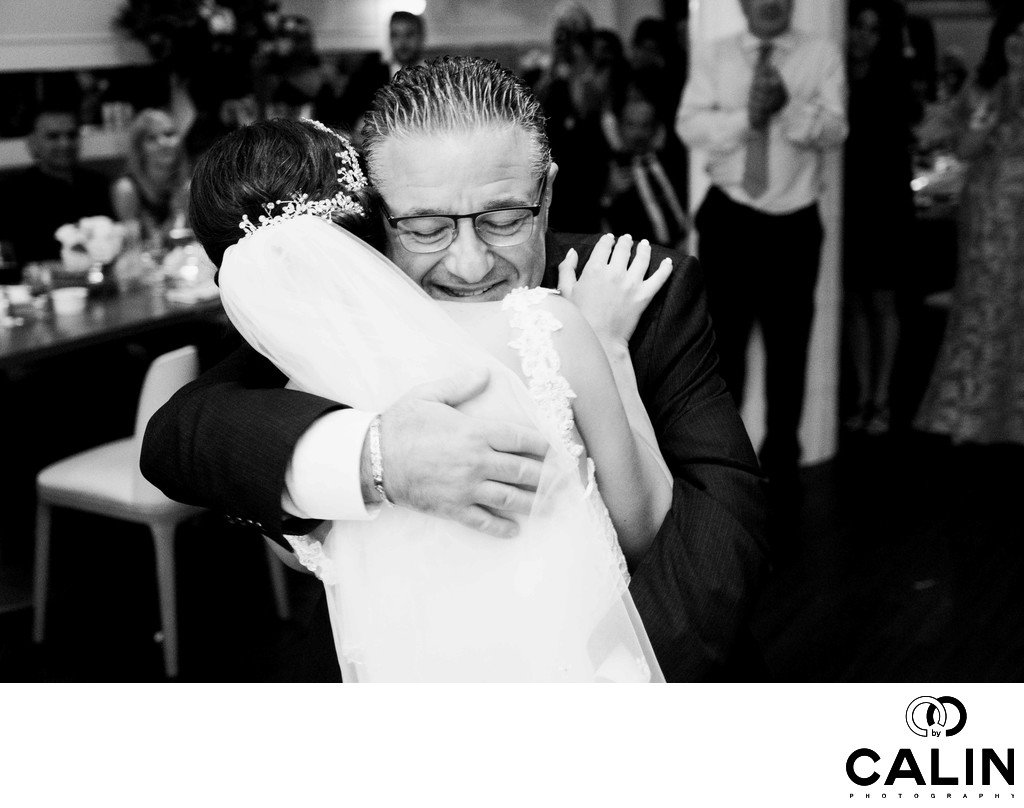 Father Hugs Bride at Sassafraz