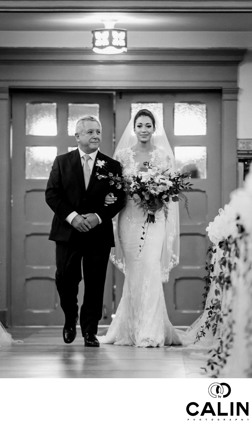 Bride Walks Down the Aisle at King Edward Hotel Wedding
