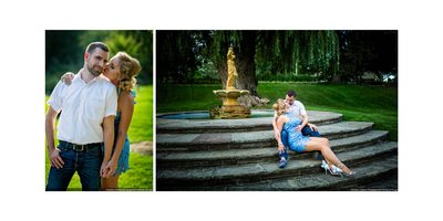 Kissing Engagement Photo in Toronto Botanical Garden