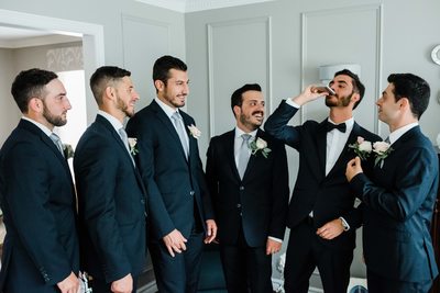 Groomsmen Drinking Before Liberty Grand Wedding