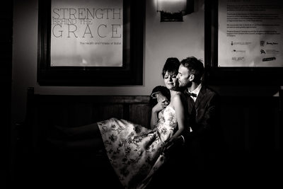 Night Portrait of Engaged Couple at Hart House