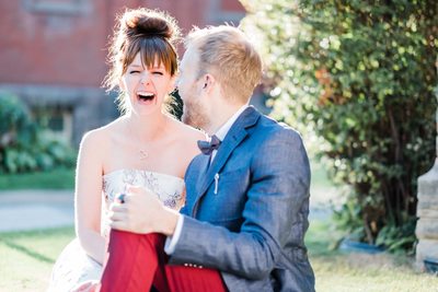 Engaged Couple Laugh During Hart House Photo Shoot