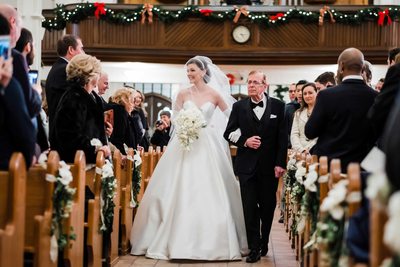 Bride Walks Down the Aisle with Her Father 