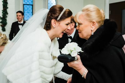 Bride and Her Mother Laugh