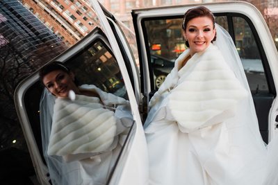 Bride Enters the Limo