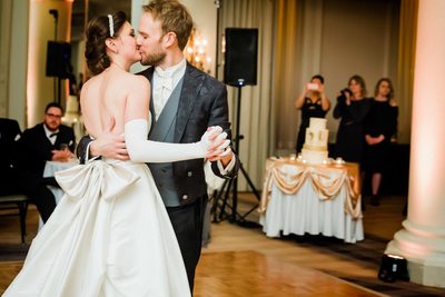 Newlyweds Kiss During their First Dance
