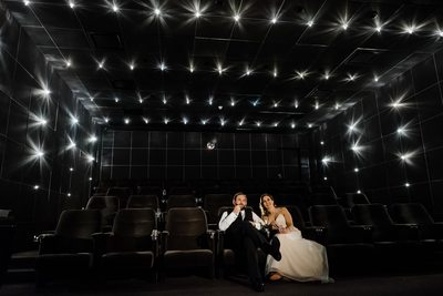 Newlyweds Watch a Movie of a Thompson Hotel Toronto Wedding
