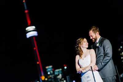 Newlyweds on top of Thompson Hotel Toronto