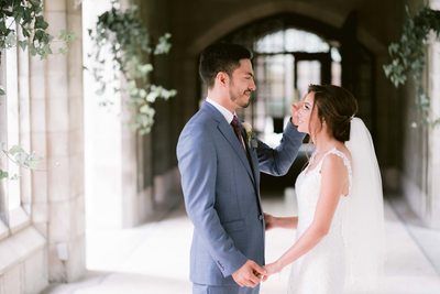 Bride and Groom Have an Intimate Moment