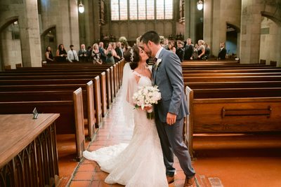 Newlyweds Kiss at Knox College Church