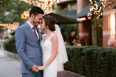 Newlyweds Touch Foreheads 