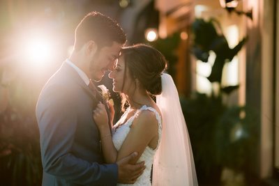 Bride and Groom's Night Kiss at Sassafraz