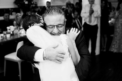 Father Hugs Bride at Sassafraz