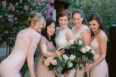 Bridesmaids Take Selfies at Old Mill Toronto