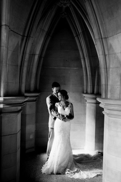 Groom Holds the Bride Before Ceremony